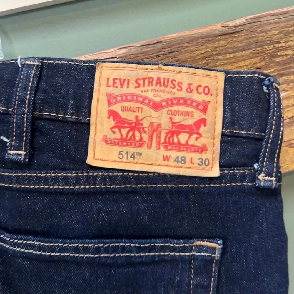Levis 514 Straight Fit Jeans Mens 48x30‎ Dark Indigo Blue Denim 28726-0004